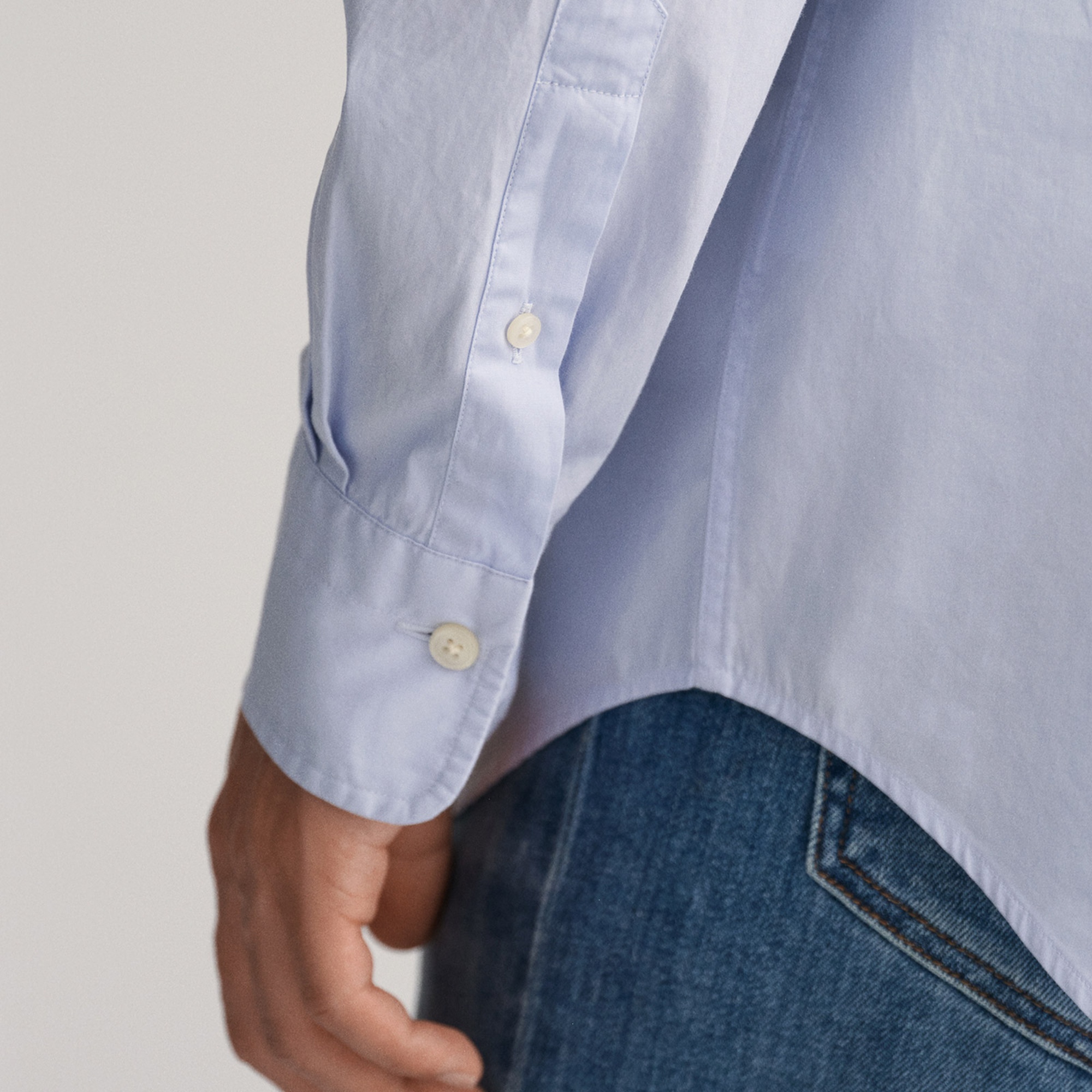 GANT Erkek Mavi Regular Fit Düğmeli Yaka Poplin Gömlek