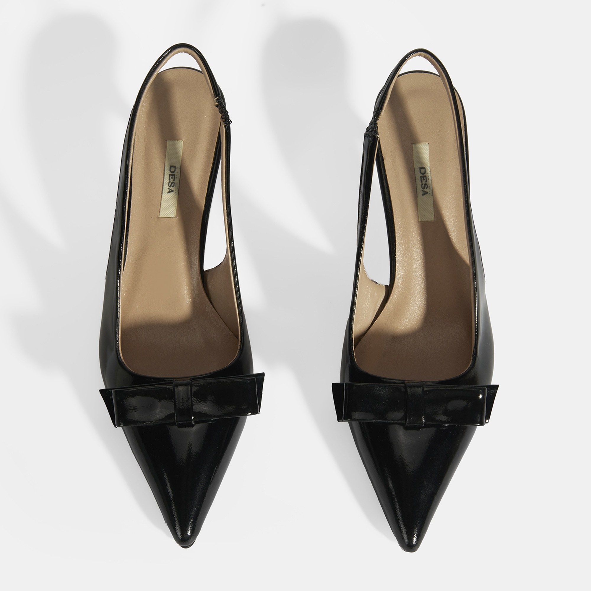 Kadın Siyah Fiyonk Detaylı Rugan Topuklu Klasik Ayakkabı