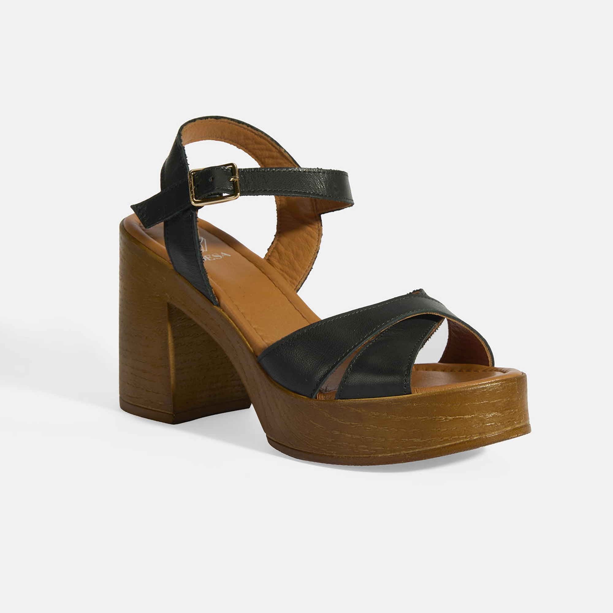 Siyah Kadın Toka Detaylı Deri Sandalet