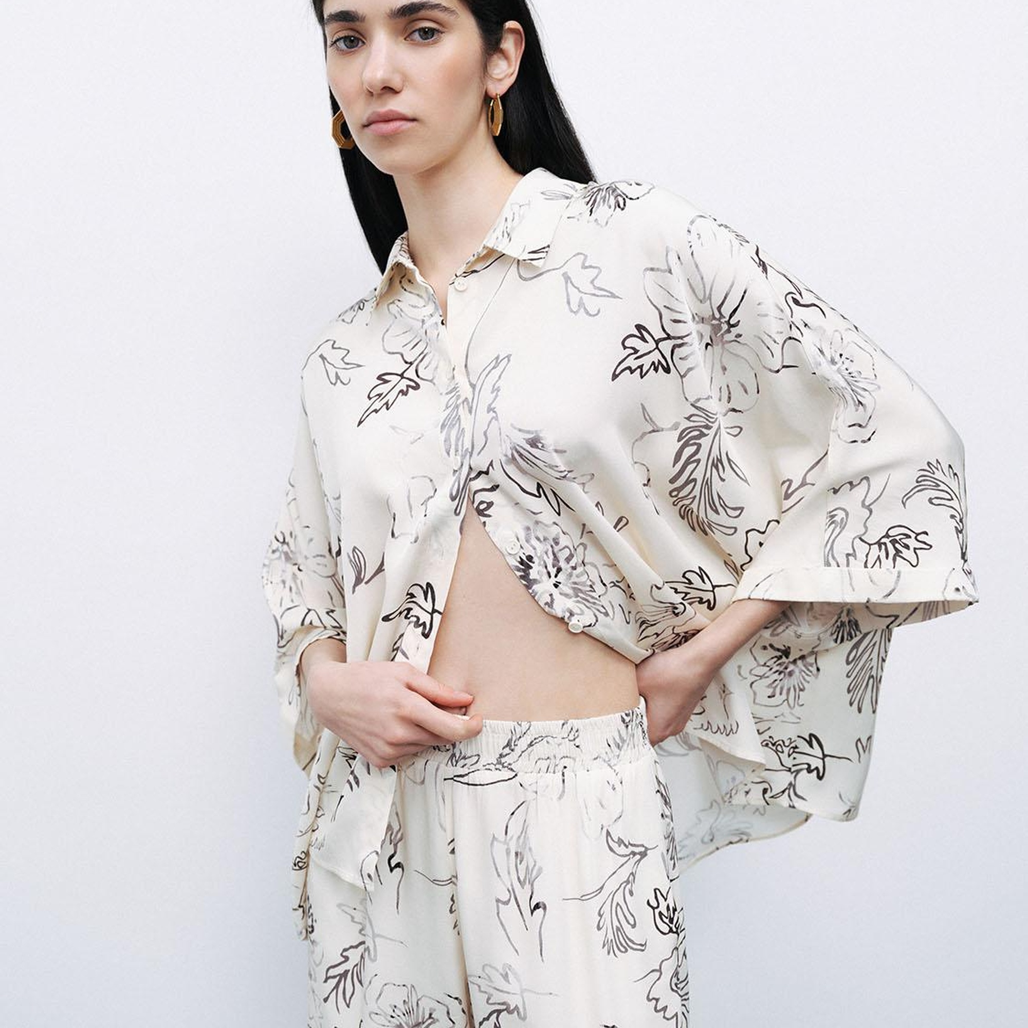 Dökümlü Desenli Gömlek