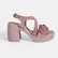 Kadın Pembe Ayarlanabilir Tokalı Süet Topuklu Sandalet