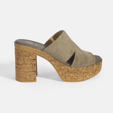  Kadın Vizon Süet Topuklu Terlik