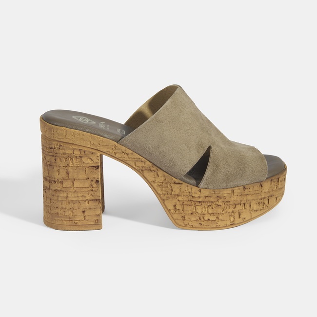  Kadın Vizon Süet Topuklu Terlik