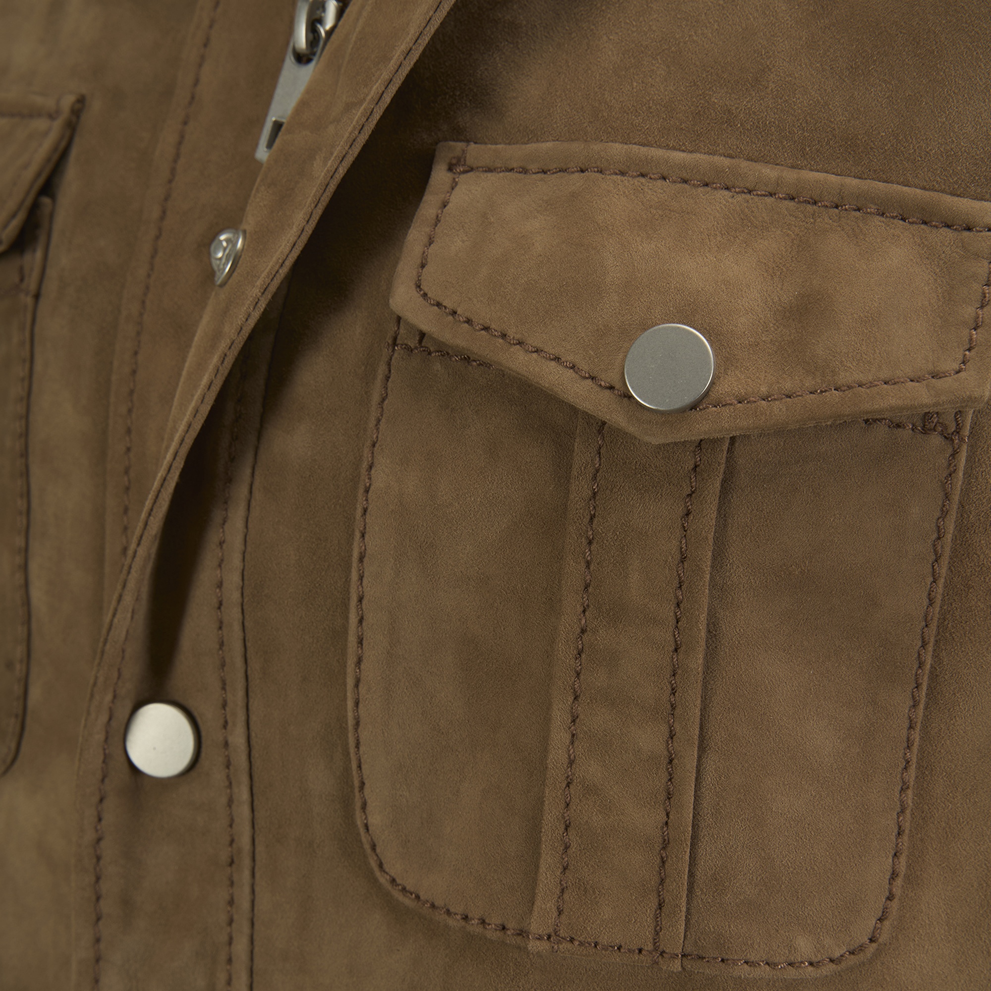 Erkek Taba Uzun Kollu Gömlek Yaka Süet Ceket