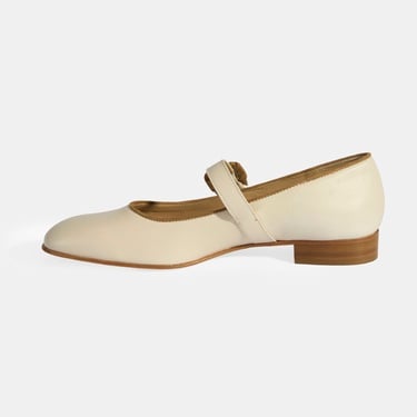  Luca Grossi Kadın Krem Toka Aksesuarlı Deri Mary Jane Babet