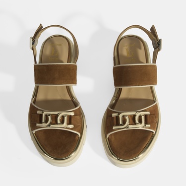  Luca Grossi Kadın Taba Ayarlanabilir Toka Aksesuarlı Süet Sandalet