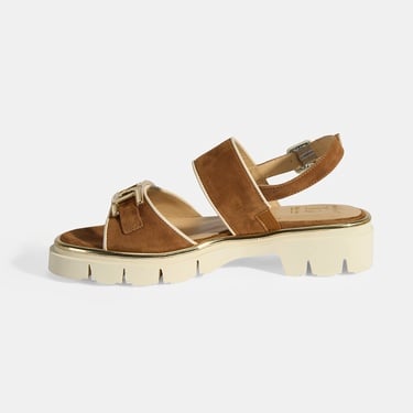  Luca Grossi Kadın Taba Ayarlanabilir Toka Aksesuarlı Süet Sandalet