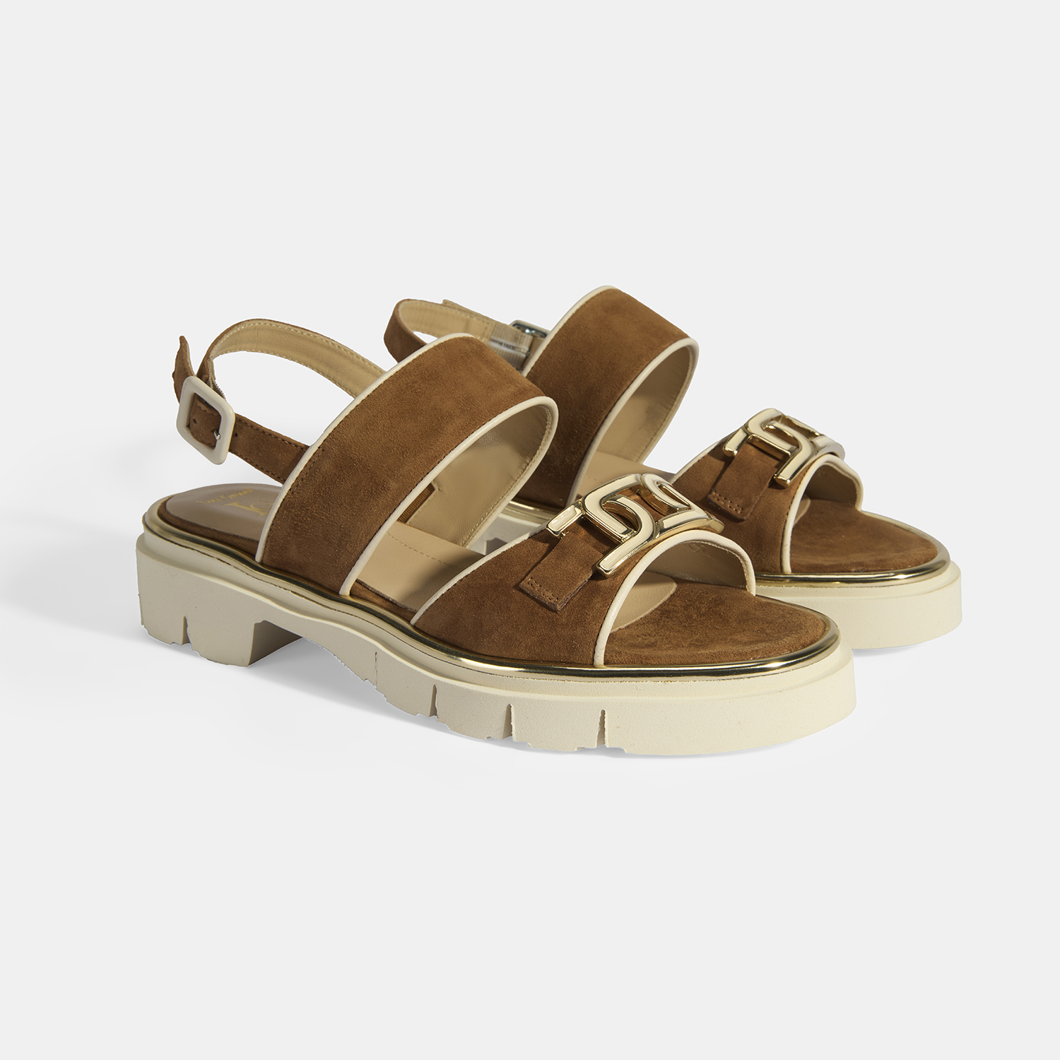  Luca Grossi Kadın Taba Ayarlanabilir Toka Aksesuarlı Süet Sandalet