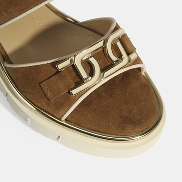  Luca Grossi Kadın Taba Ayarlanabilir Toka Aksesuarlı Süet Sandalet