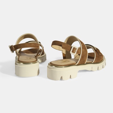  Luca Grossi Kadın Taba Ayarlanabilir Toka Aksesuarlı Süet Sandalet