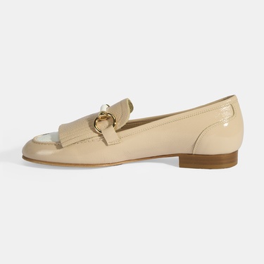  Luca Grossi Kadın Ten Toka Aksesuarlı Püsküllü Rugan Loafer