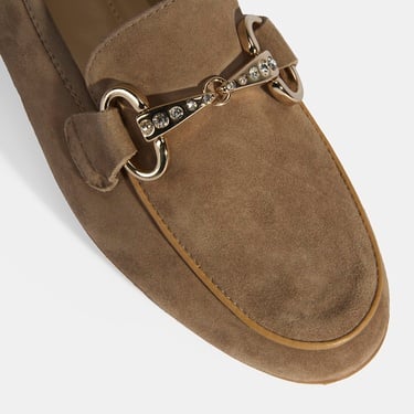  Luca Grossi Kadın Vizon Toka Aksesuarlı Süet Loafer