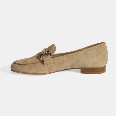  Luca Grossi Kadın Bej Toka Aksesuarlı Süet Loafer