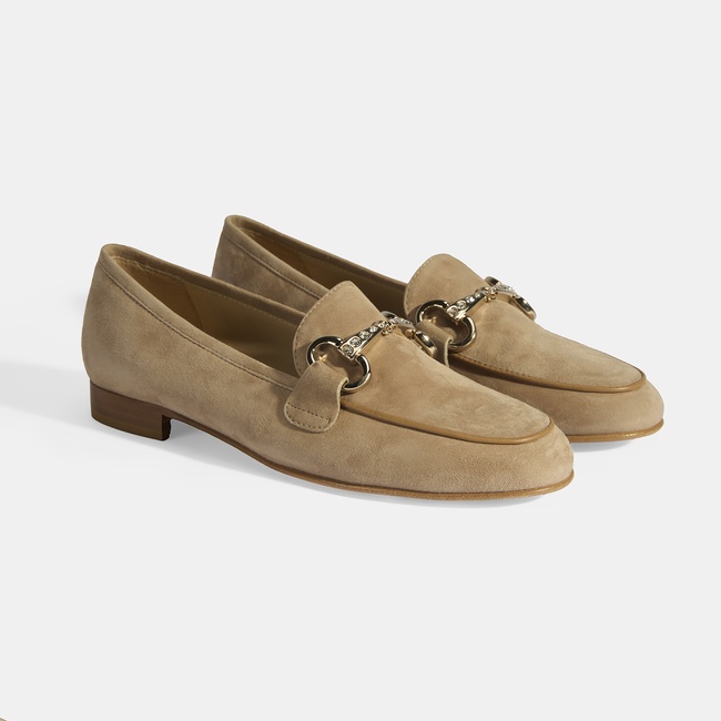  Luca Grossi Kadın Bej Toka Aksesuarlı Süet Loafer