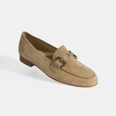  Luca Grossi Kadın Bej Toka Aksesuarlı Süet Loafer