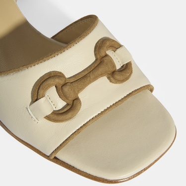  Luca Grossi Kadın Krem Ayarlanabilir Tokalı Deri Sandalet