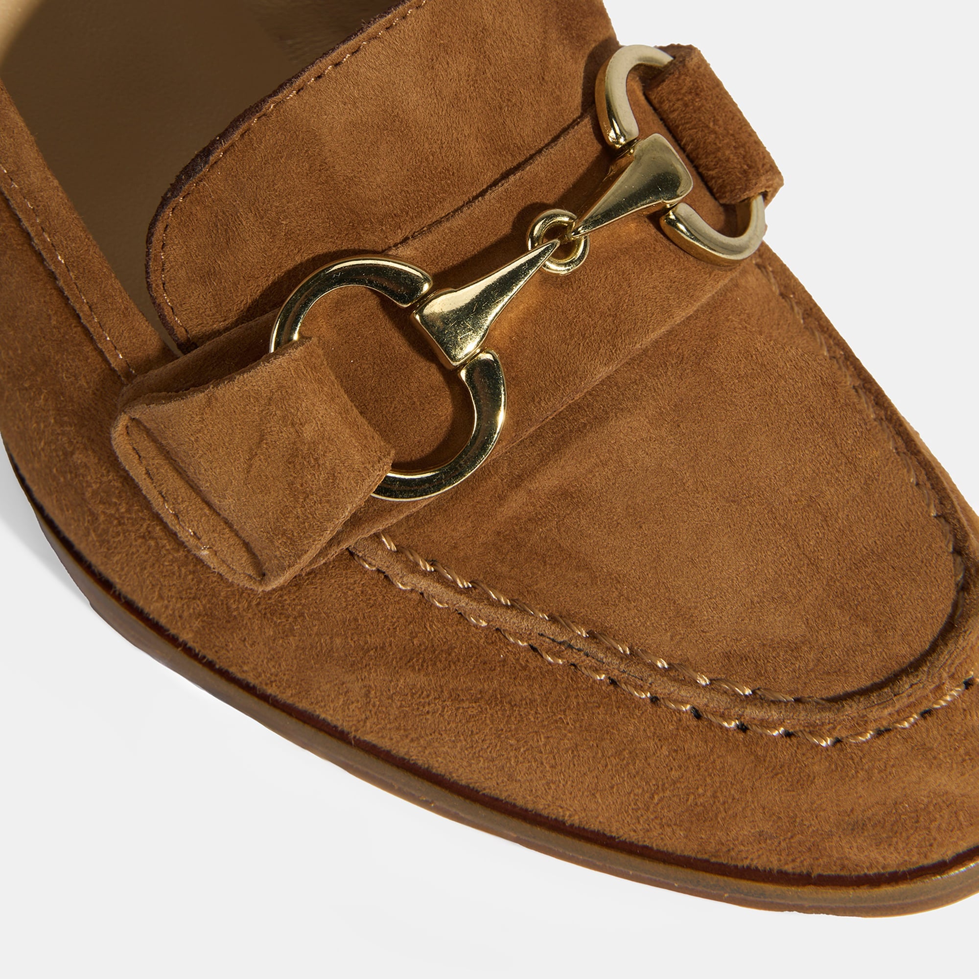 Luca Grossi Kadın Taba Metal Aksesuarlı Süet Topuklu Loafer