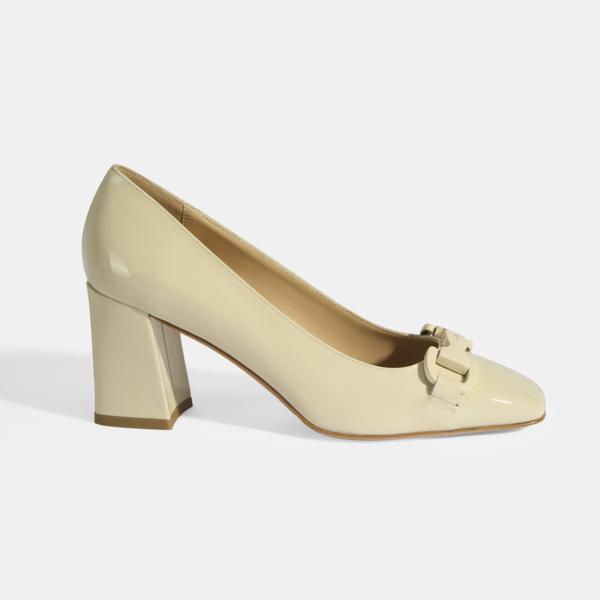 Luca Grossi Kadın Krem Toka Aksesuarlı Rugan Babet