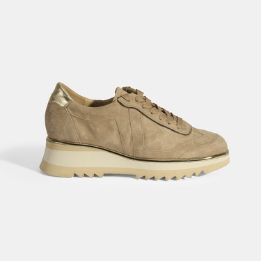  Luca Grossi Kadın Bej Bağcıklı Süet Spor Ayakkabı