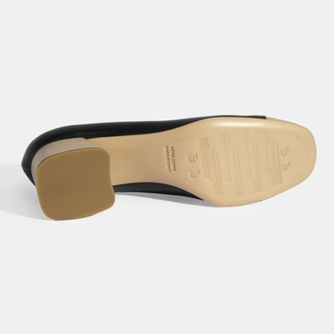  Luca Grossi Kadın Siyah Fiyonk Detaylı Deri Topuklu Ayakkabı