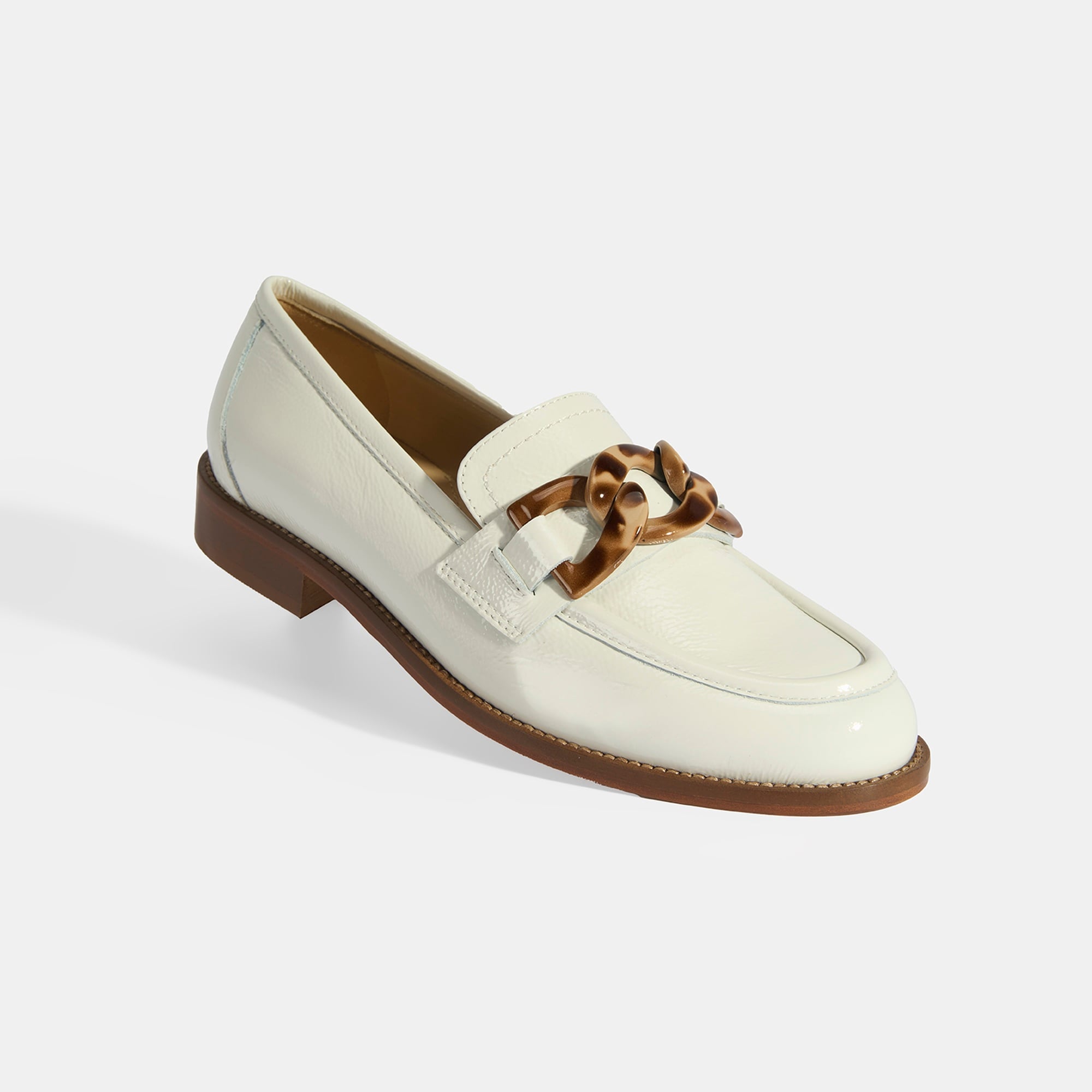 Luca Grossi Kadın Beyaz Aksesuar Detaylı Rugan Loafer