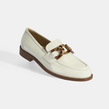  Luca Grossi Kadın Beyaz Aksesuar Detaylı Rugan Loafer