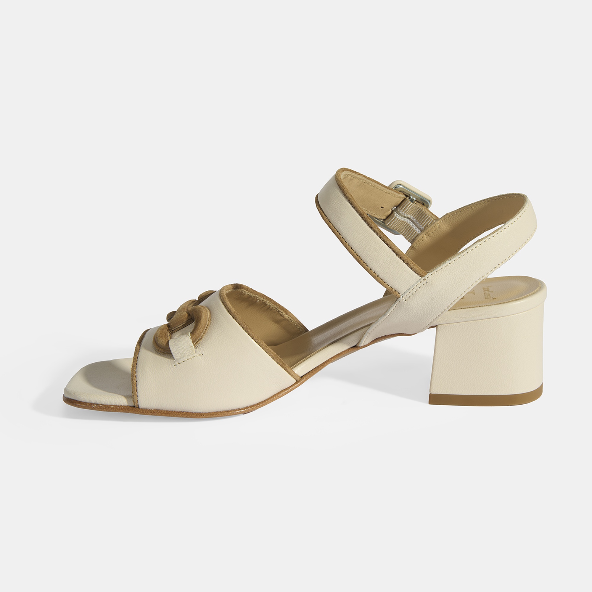 Luca Grossi Kadın Krem Ayarlanabilir Tokalı Deri Sandalet