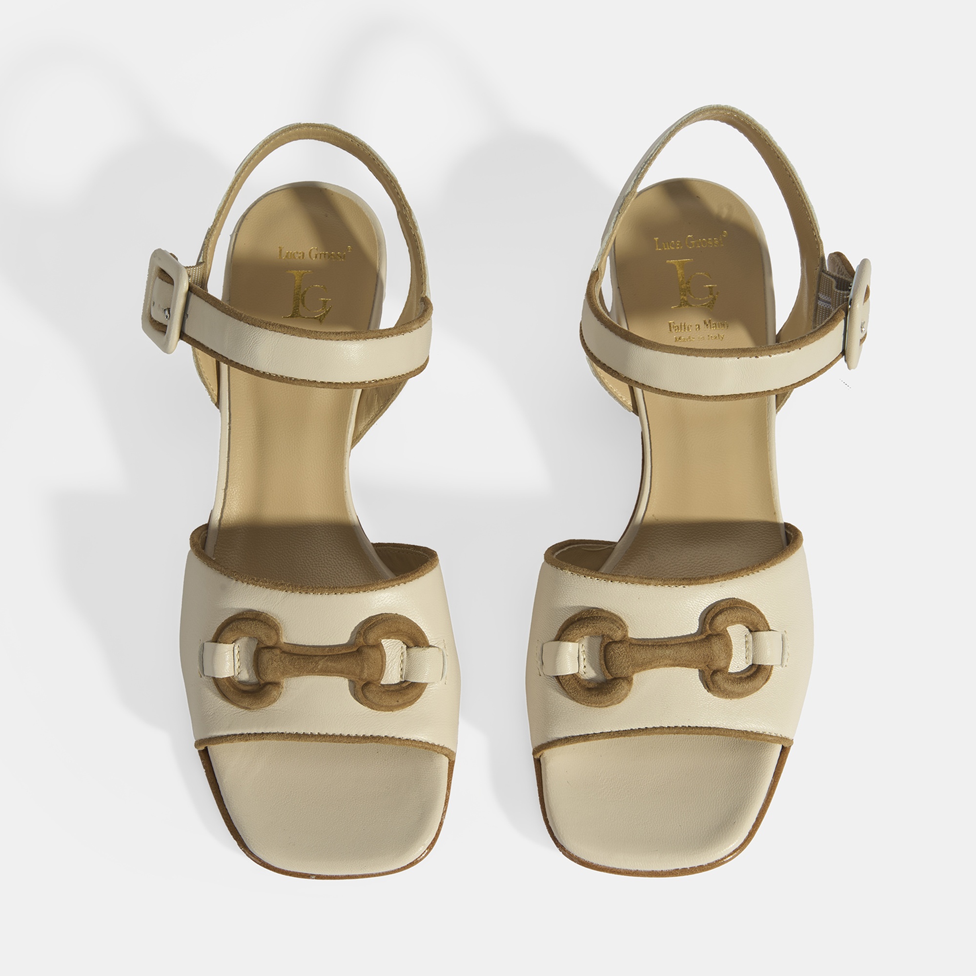 Luca Grossi Kadın Krem Ayarlanabilir Tokalı Deri Sandalet