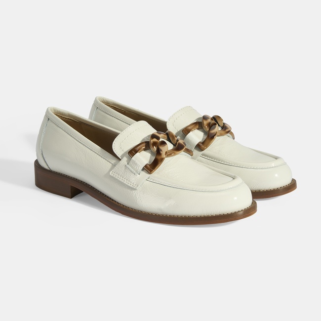  Luca Grossi Kadın Beyaz Aksesuar Detaylı Rugan Loafer