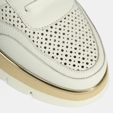  Luca Grossi Kadın Beyaz Bağcıklı Deri Spor Ayakkabı