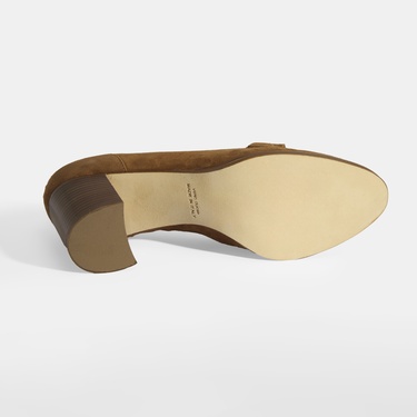  Luca Grossi Kadın Taba Metal Aksesuarlı Süet Topuklu Loafer