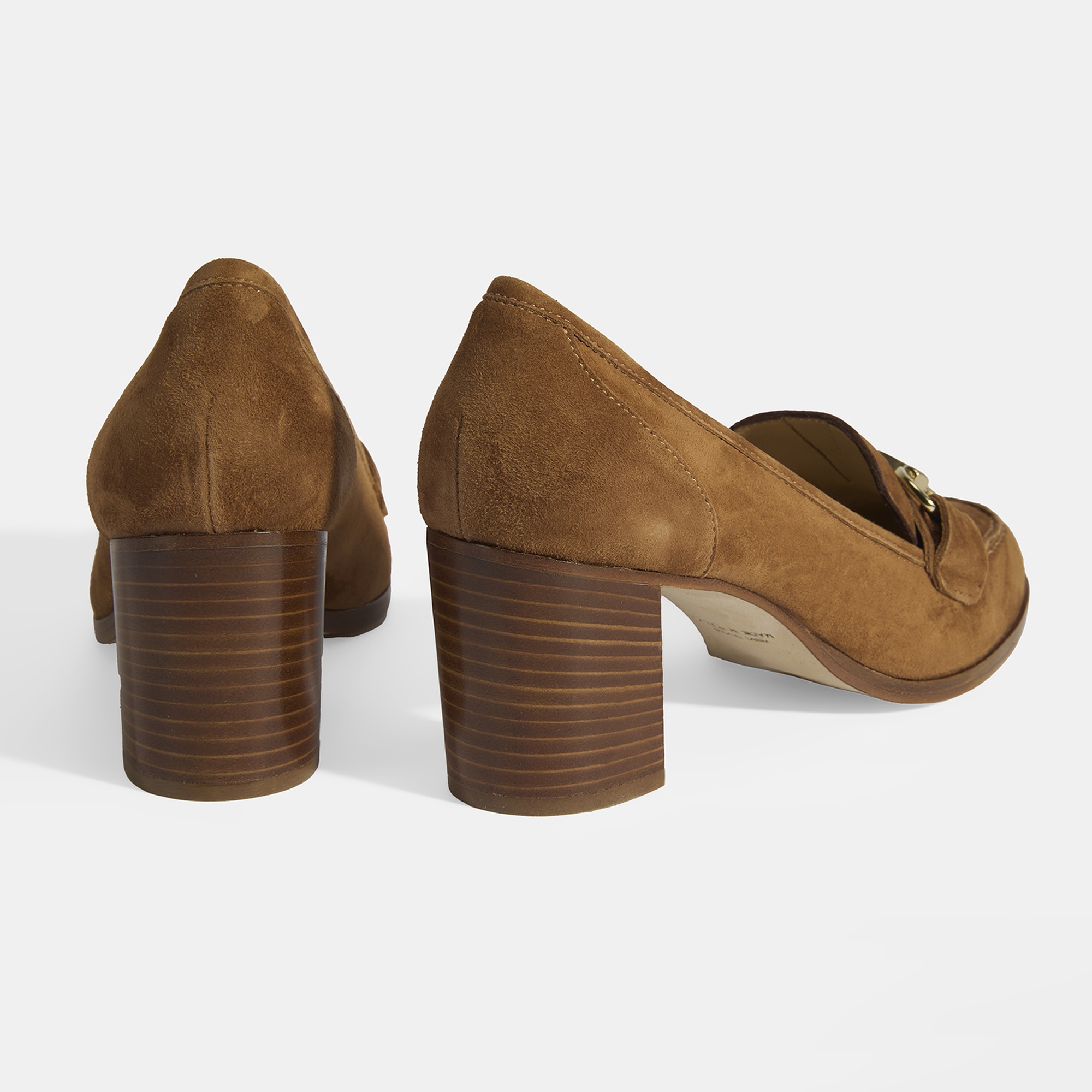 Luca Grossi Kadın Taba Metal Aksesuarlı Süet Topuklu Loafer