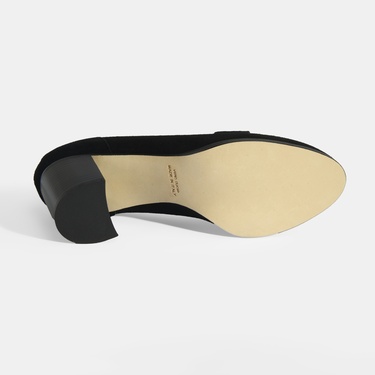  Luca Grossi Kadın Siyah Metal Aksesuarlı Süet Topuklu Loafer