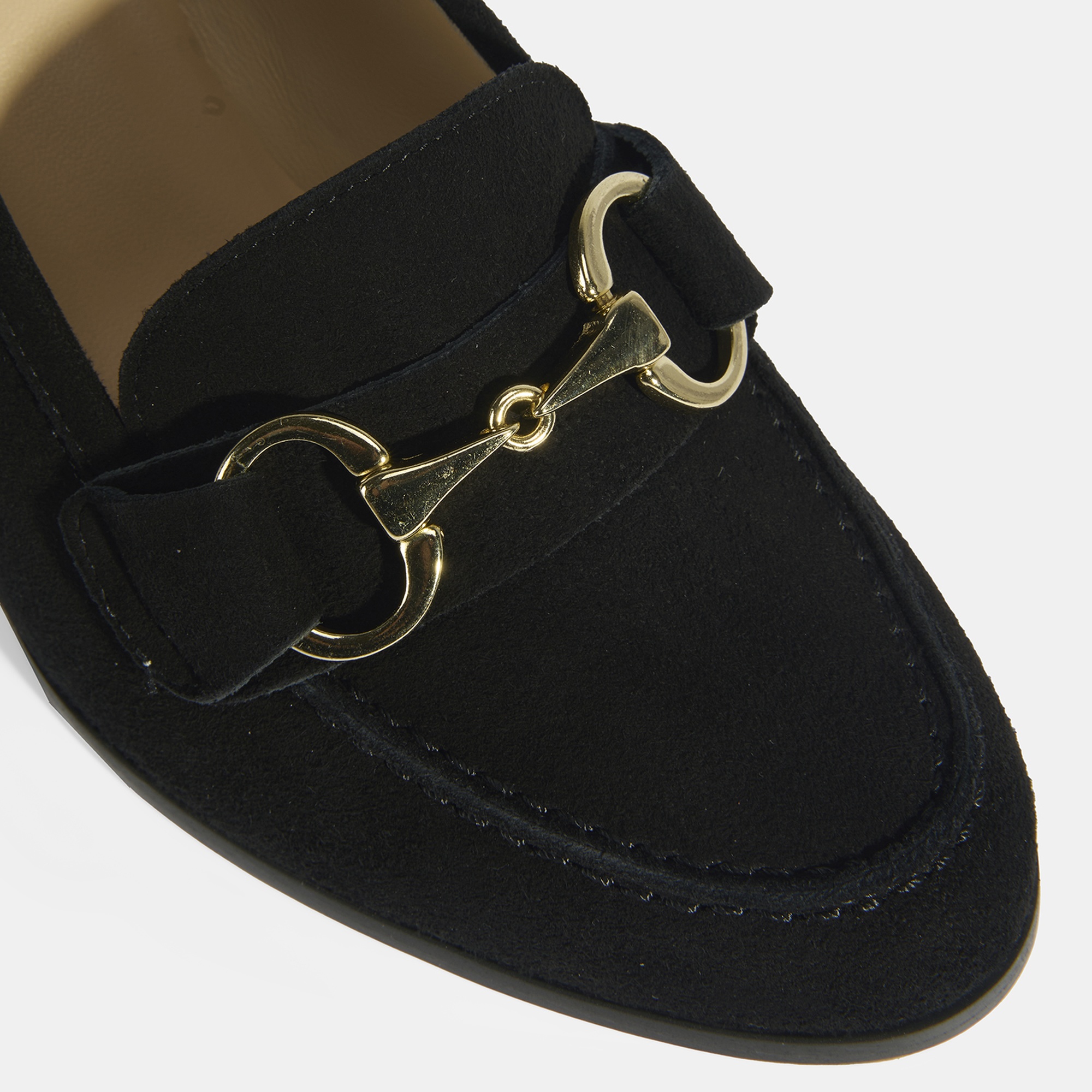 Luca Grossi Kadın Siyah Metal Aksesuarlı Süet Topuklu Loafer