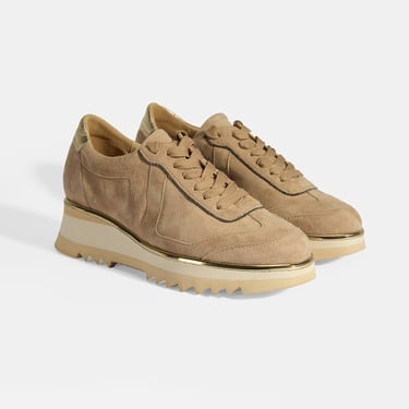  Luca Grossi Kadın Bej Bağcıklı Süet Spor Ayakkabı