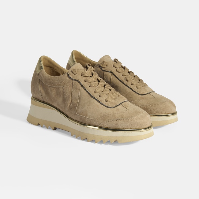 Luca Grossi Kadın Bej Bağcıklı Süet Spor Ayakkabı