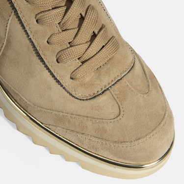  Luca Grossi Kadın Bej Bağcıklı Süet Spor Ayakkabı