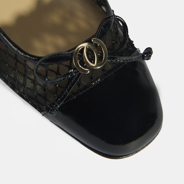  Luca Grossi Kadın Siyah File Detaylı Slingback Rugan Günlük Ayakkabı