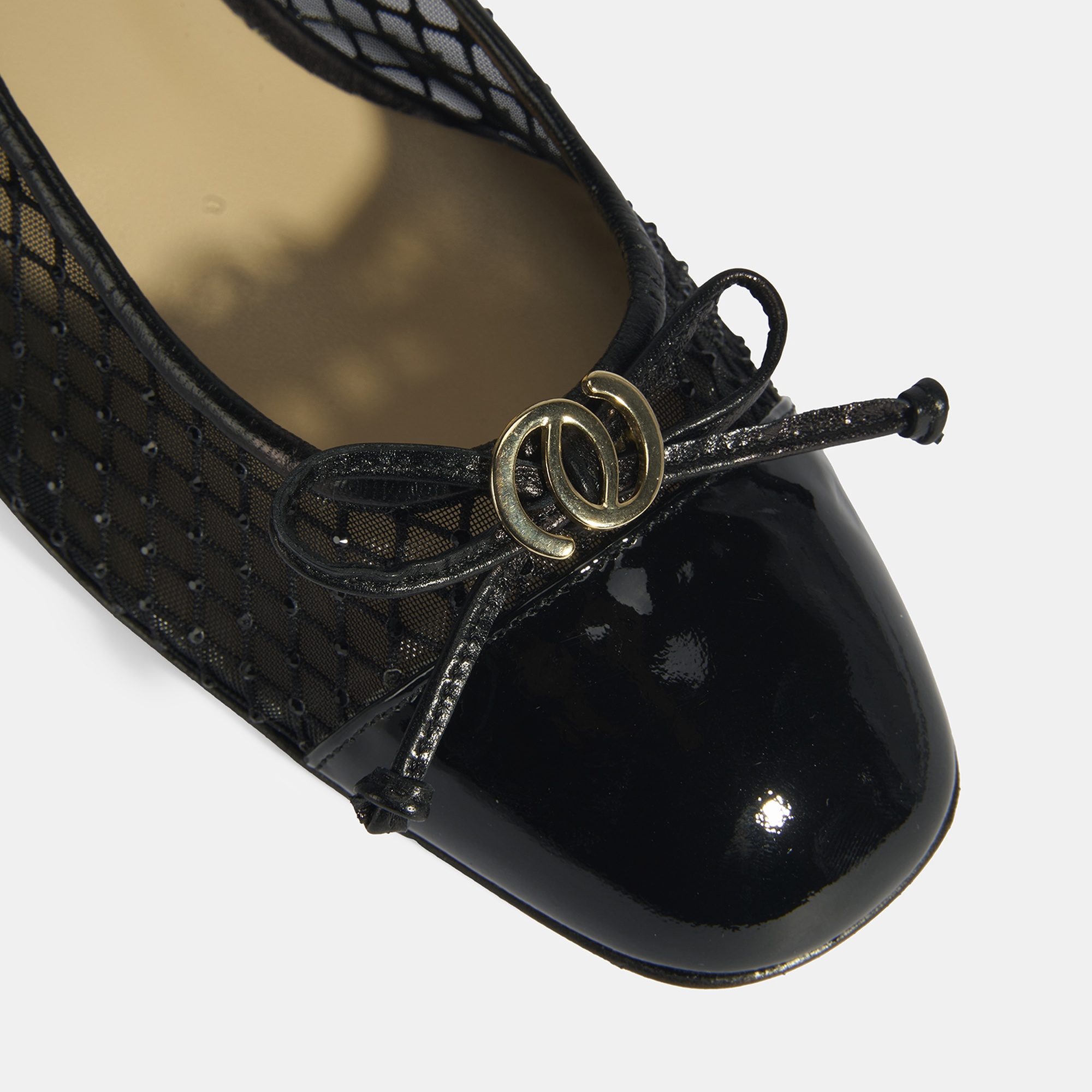 Luca Grossi Kadın Siyah Aksesuar Detaylı File Babet