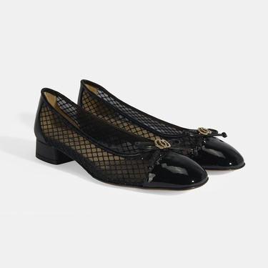  Luca Grossi Kadın Siyah Aksesuar Detaylı File Babet