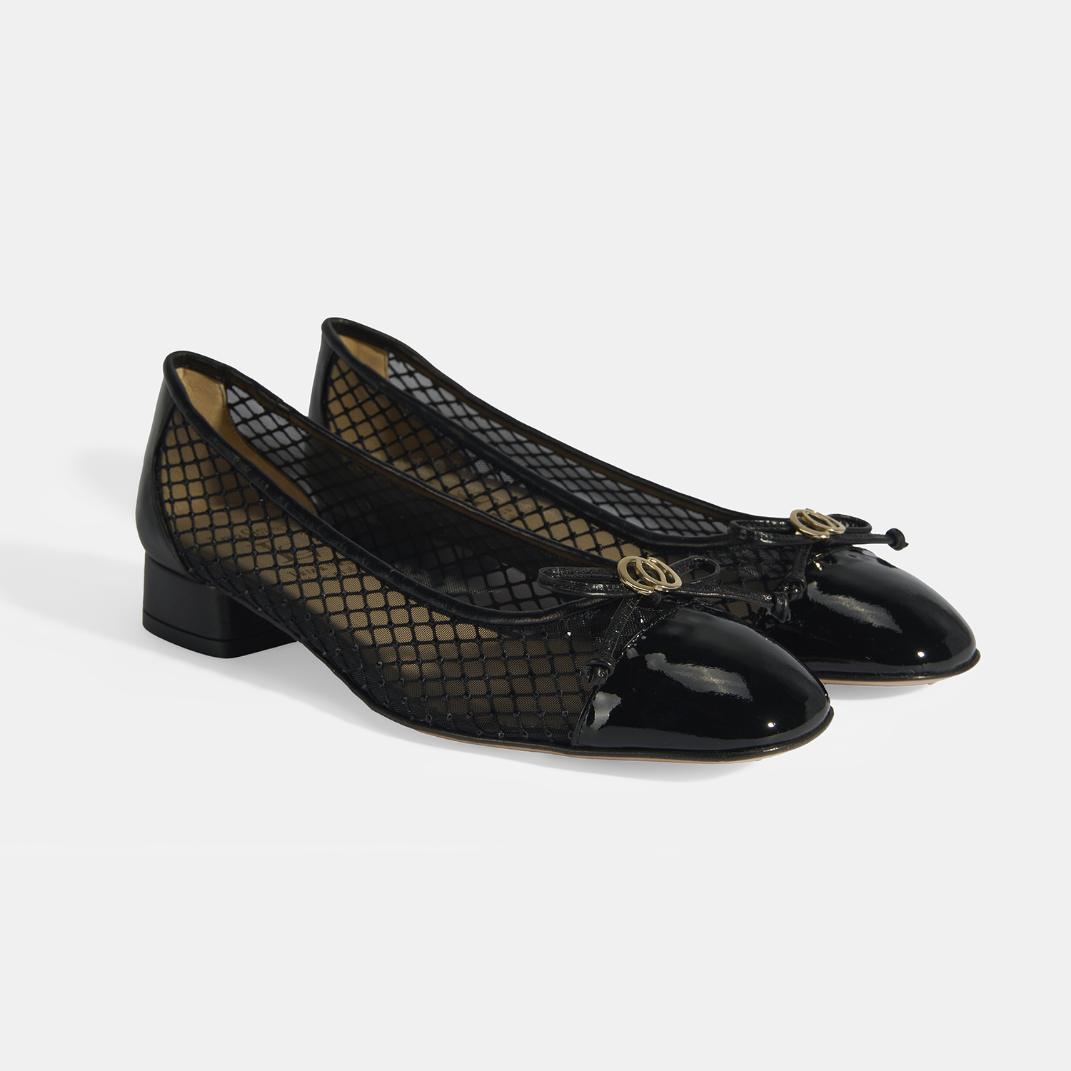  Luca Grossi Kadın Siyah Aksesuar Detaylı File Babet