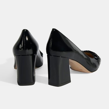  Luca Grossi Kadın Siyah Toka Aksesuarlı Rugan Babet