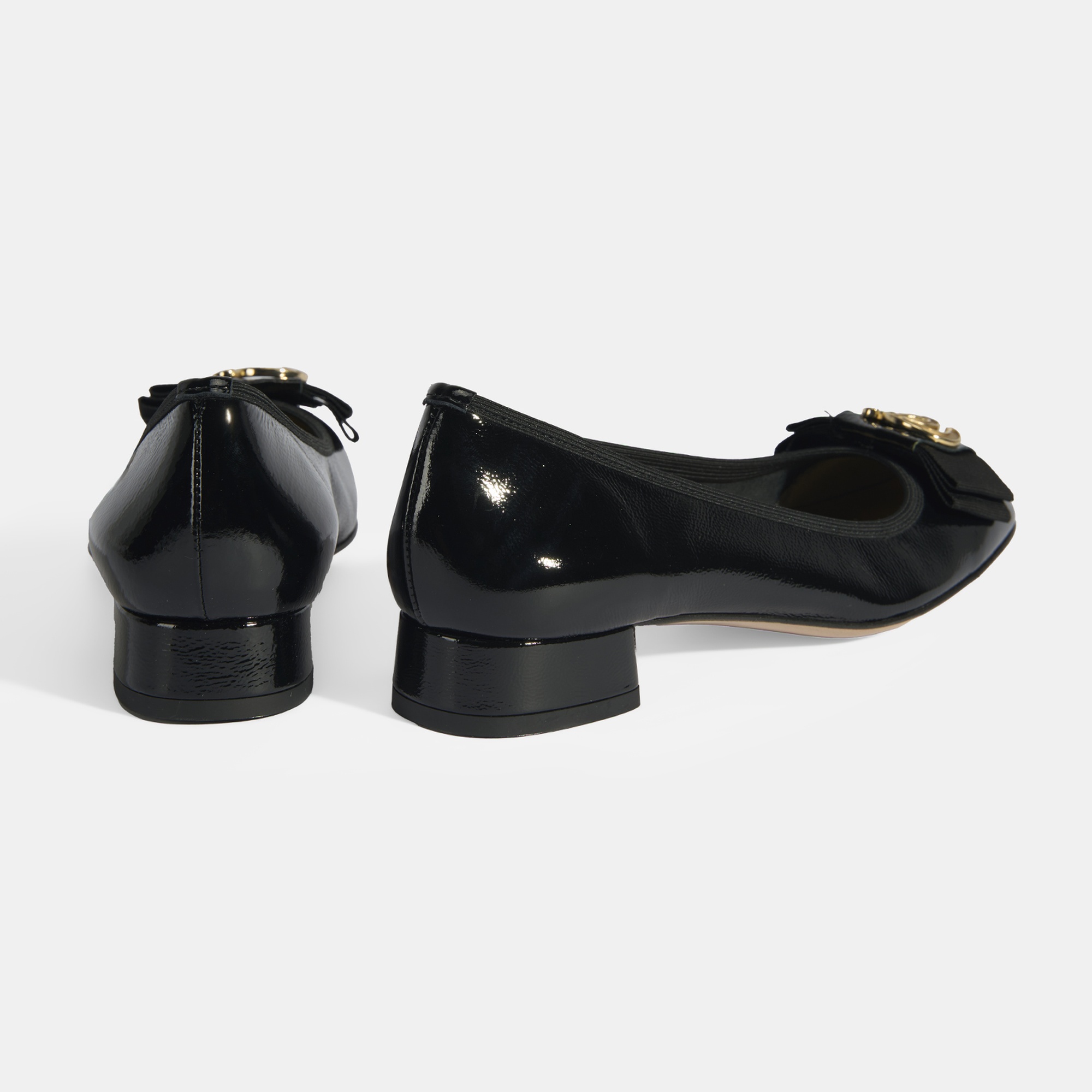 Luca Grossi Kadın Siyah Metal Aksesuarlı Rugan Babet