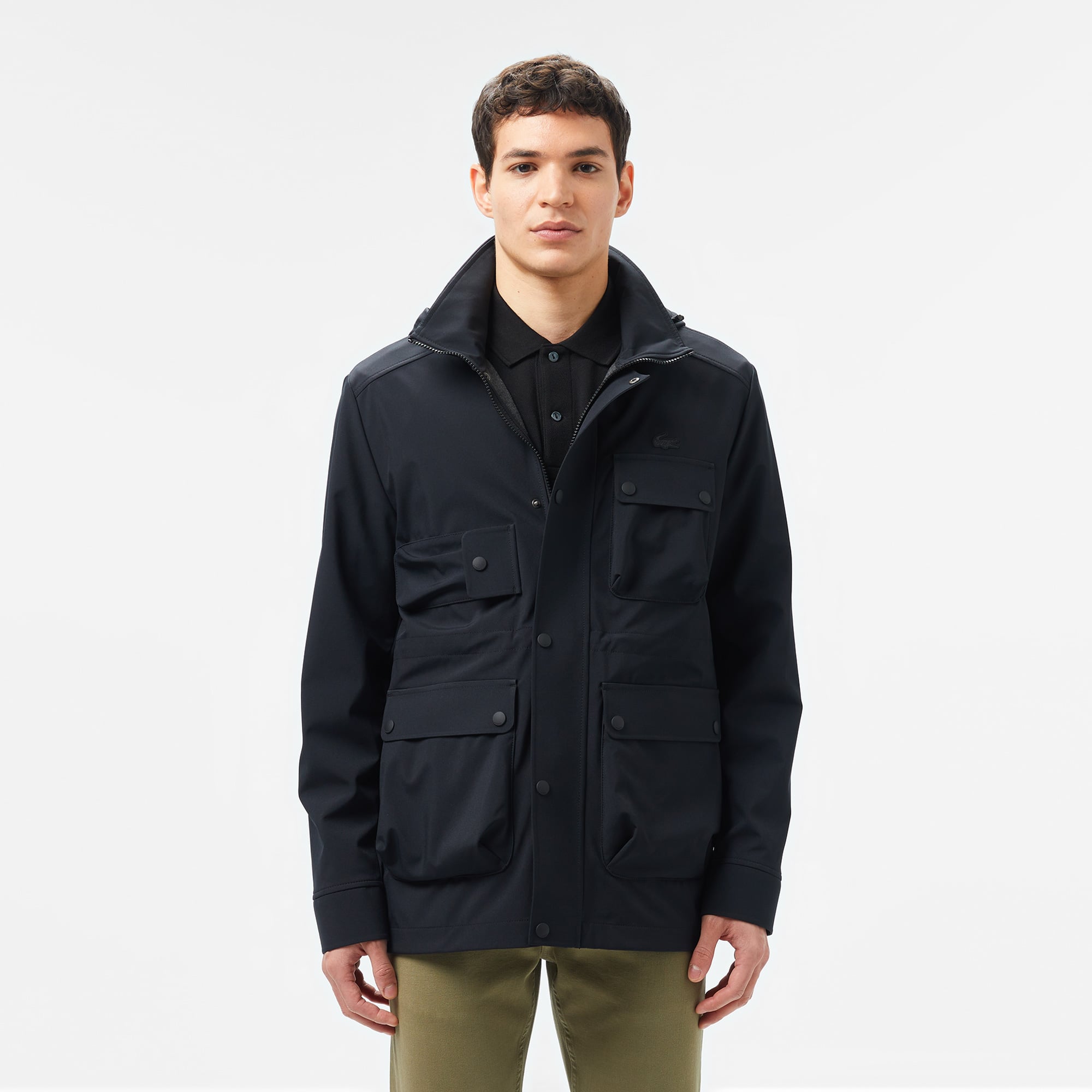  Lacoste Erkek Kapüşonlu Siyah Mont