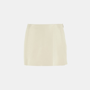  Limited Edition Kadın Krem Deri Şort Etek