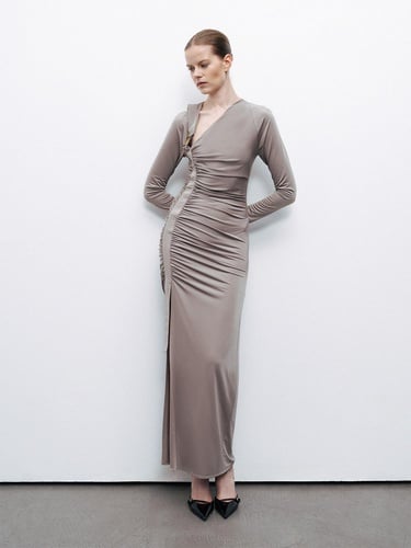  Metal Tokalı Maxi Elbise