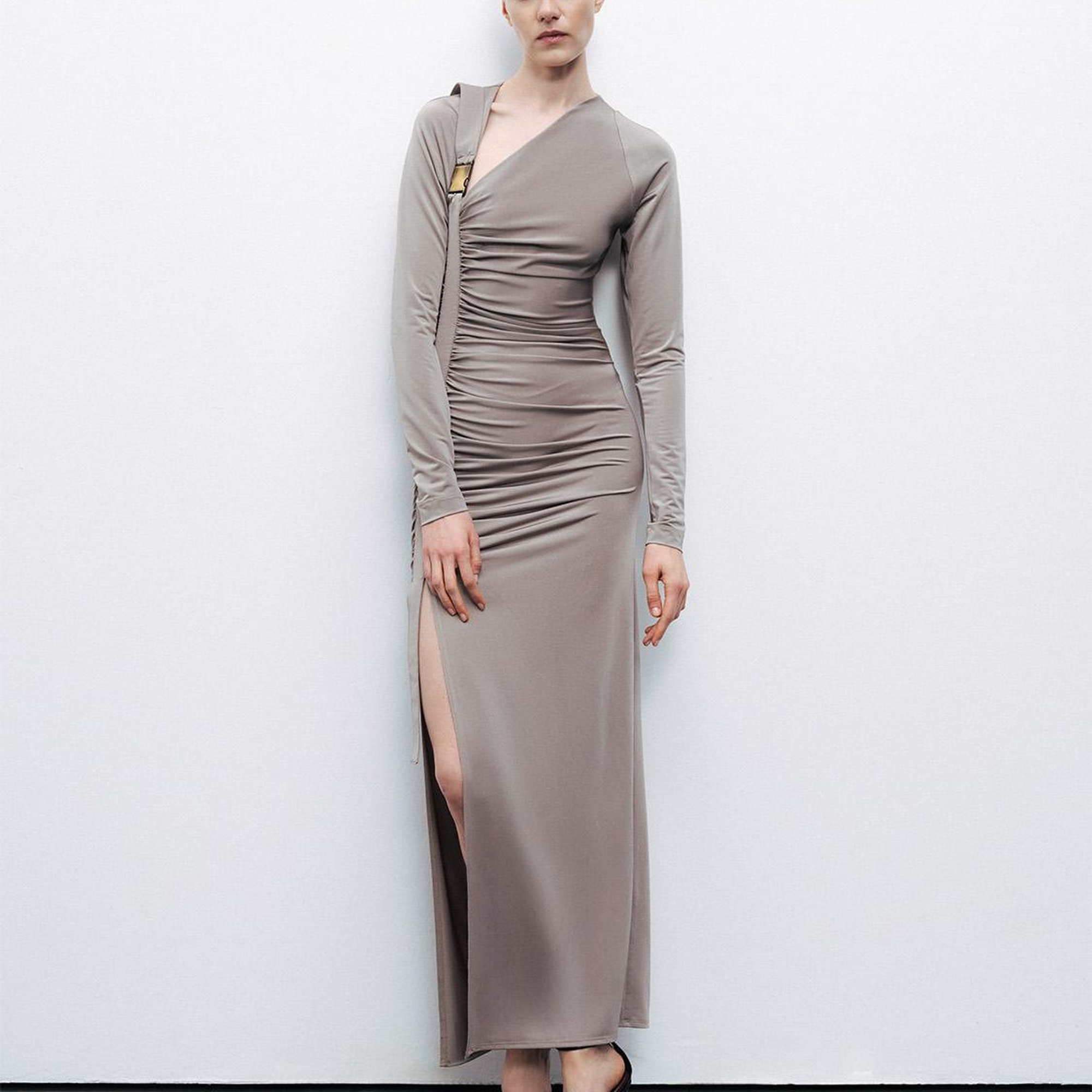 Metal Tokalı Maxi Elbise