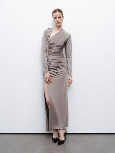  Metal Tokalı Maxi Elbise