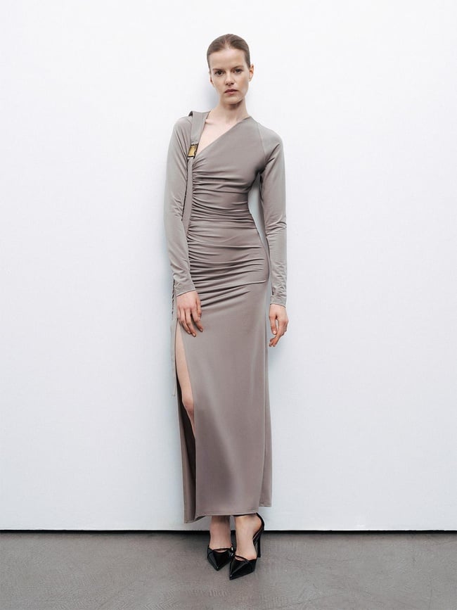  Metal Tokalı Maxi Elbise