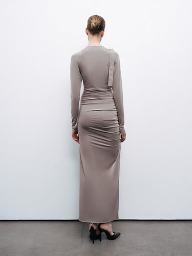  Metal Tokalı Maxi Elbise